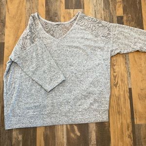 Torrid Size 0 3/4 Sleeve Super Soft Plush Grey Sweater